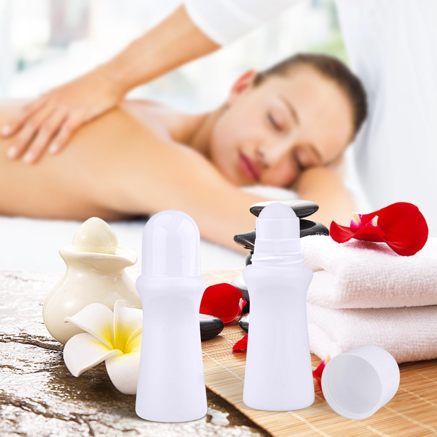 10 Pcs 75ml/2.5oz Roller Bottles Plastic Empty Roll On Bottles Refillable Deodorant Containers with Plastic Roller Ball for Cosmetic Lotion Essential Oil Perfumes Balms