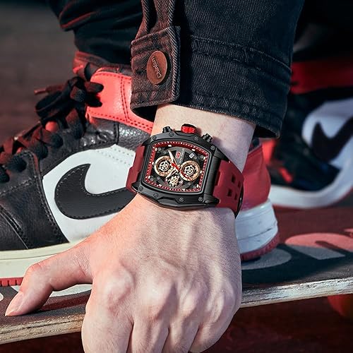 Miniatura 4 de MF MINI FOCUS Reloj para hombre Reloj de pulsera de moda hueco esfera grande luminoso impermeable deportivo analógico de cuarzo cronógrafo de