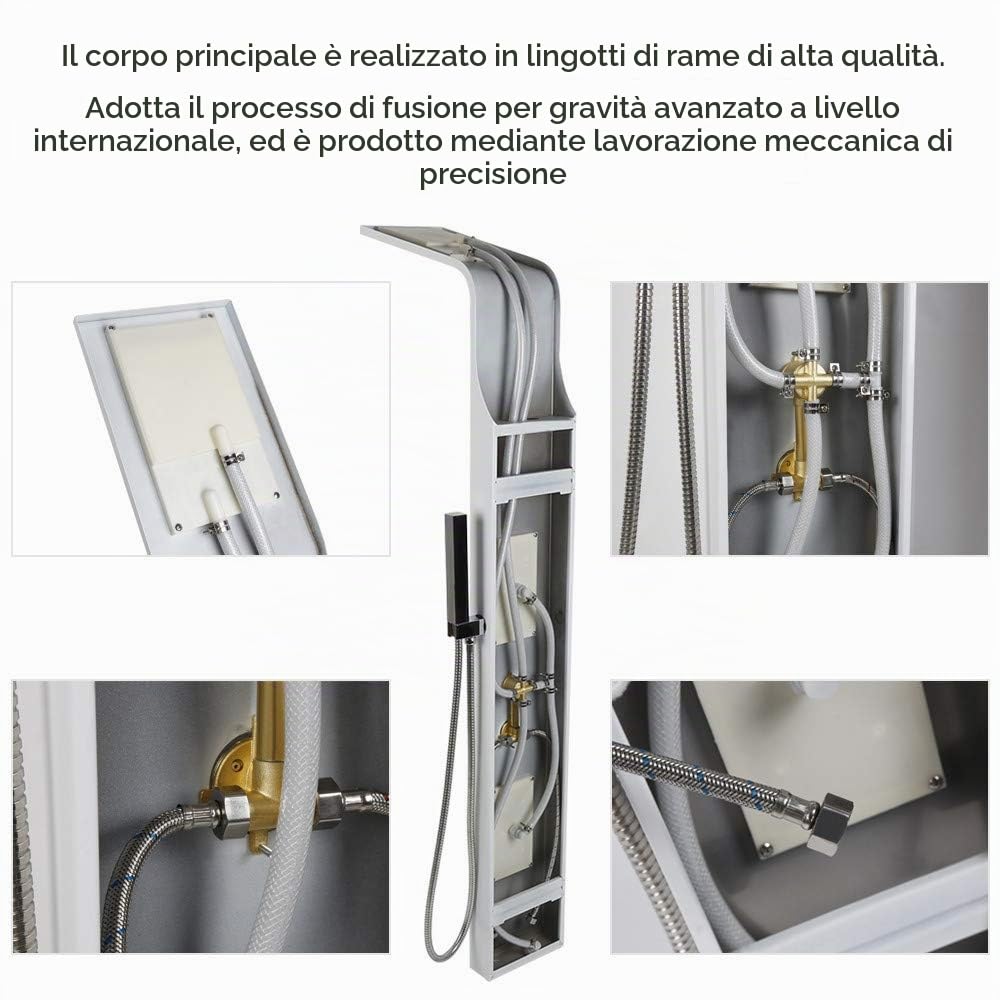 colonna doccia, colonna doccia Idromassaggio, doccia soffione colonna, acciaio inossidabile, 20 * 7 * 140 cm, modelli multipli, con doccetta