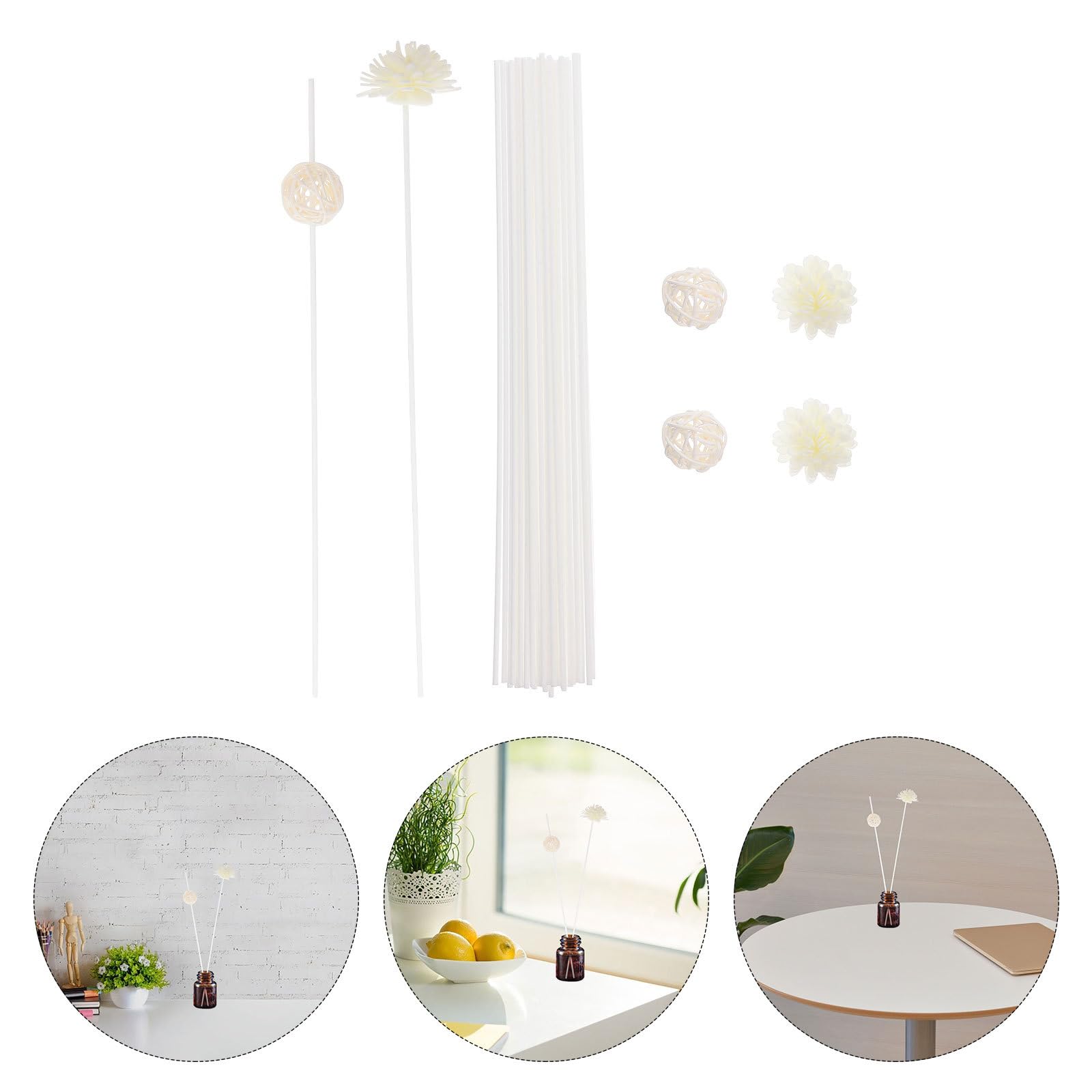 BESPORTBLE Bâtons Diffuseurs Parfum Maison Fleurs et Boules Rotin Arôme pour Salon et Bureau Élégant et Naturel