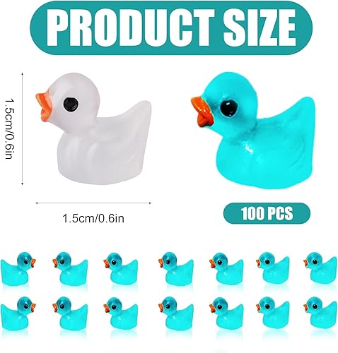 Miniatura 2 de 100 piezas de mini patos de resina luminosos, diminutos patos en miniatura, patos para jardín, paisaje, casa de muñecas, adorno en maceta,