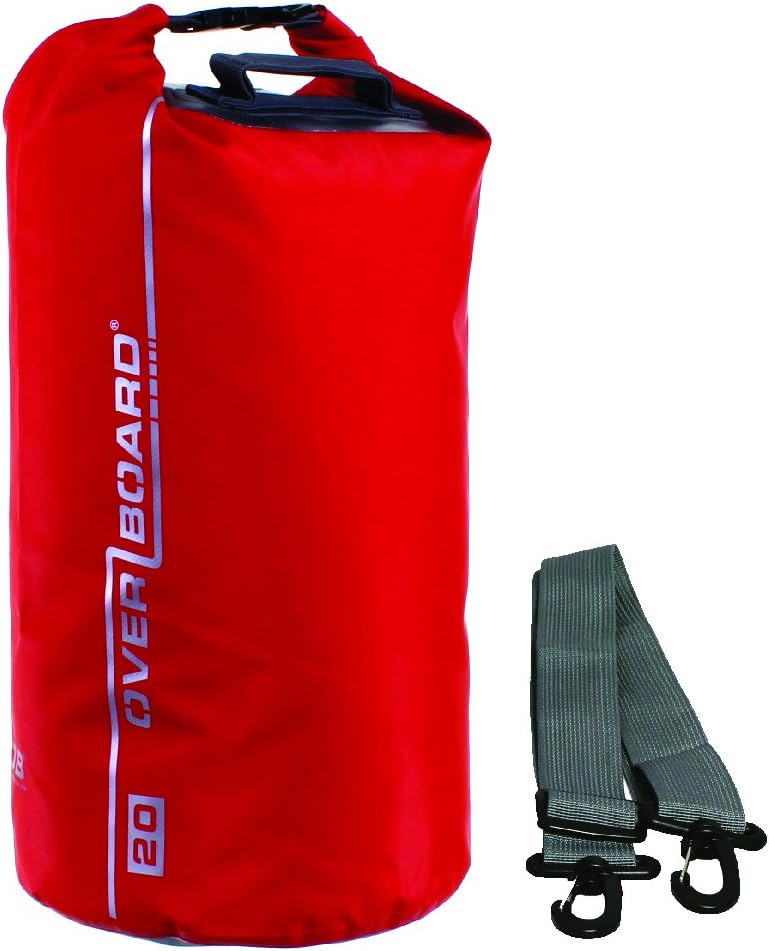 OverBoard Waterproof Dry Bag | 5/12/20/30 Litre Floating Sack | 100% Waterproof Dry Tube Bag with Adjustable Shoulder Strap and Top Fold Seal System | Kayaking, Swimming, Beach and More