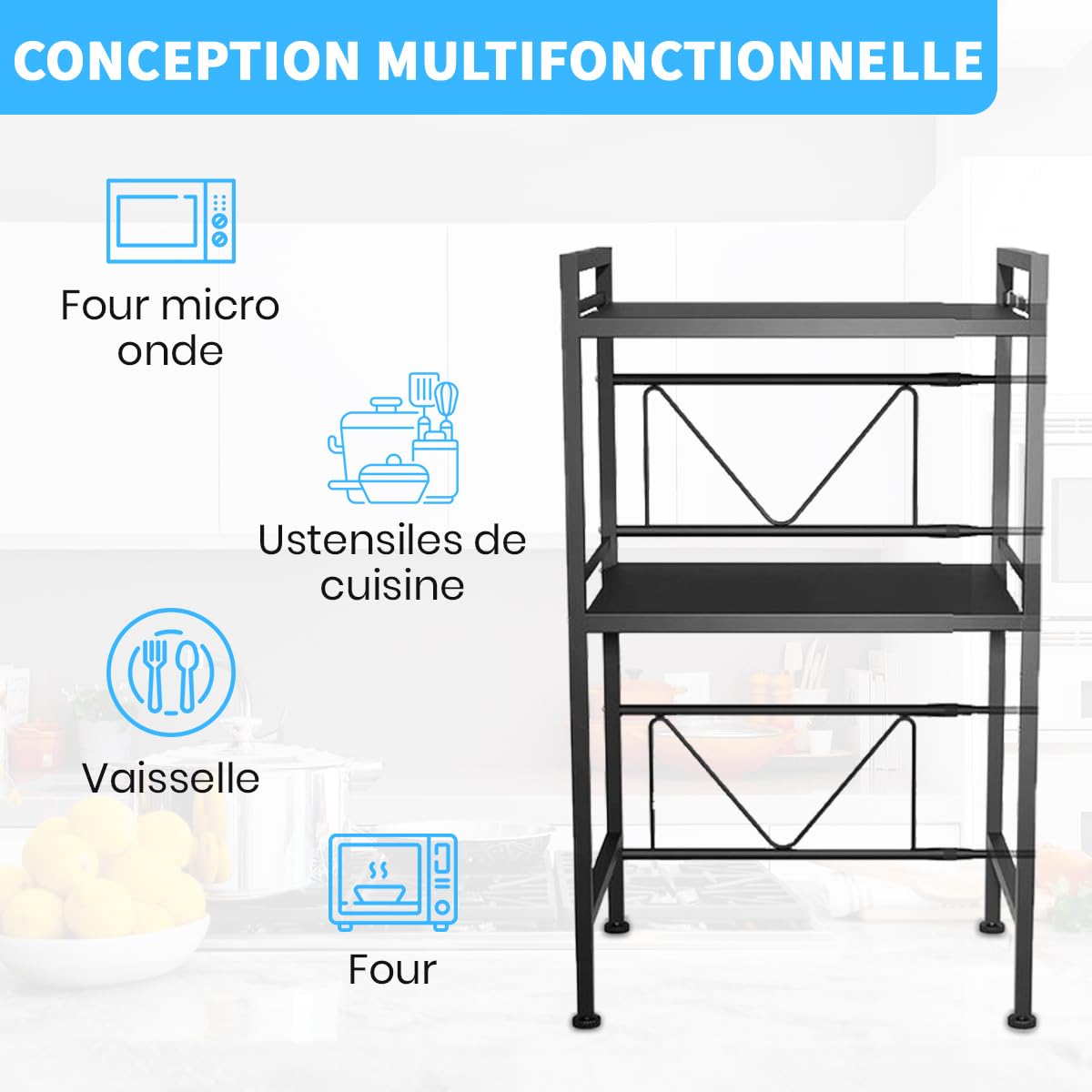 Meuble Micro Onde Support De Four À Micro-Ondes Support De Cuiseur À Riz Support De Stockage De Bureau À Domicile Fournitures De Cuisine Organisateur