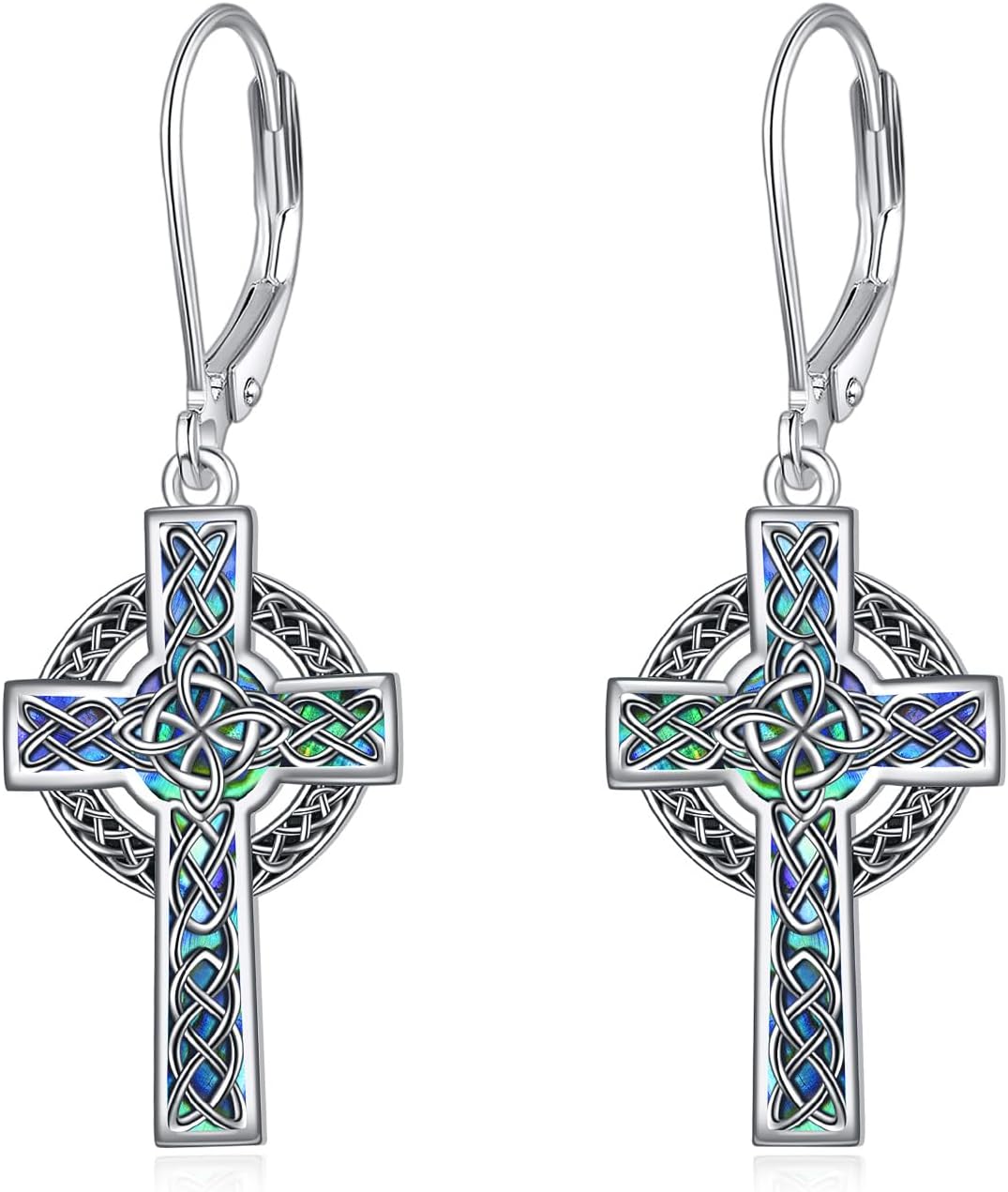 YFNCross Earrings Sterling Silver Dangle Drop Leverback Cross Earrings Religion Jewelry Christians Gifts for Women Men