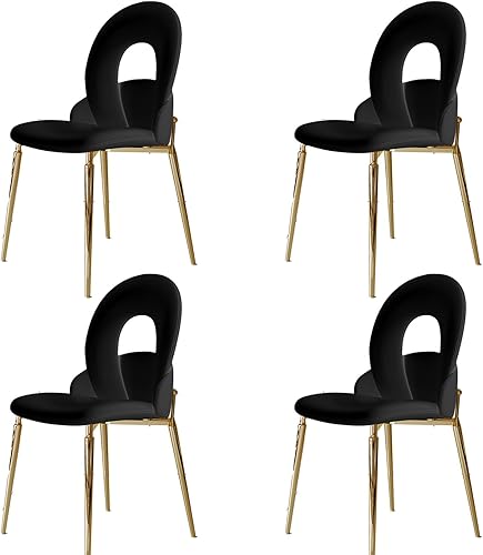 Miniatura 8 de Sillas de comedor de cocina con cuero auténtico, sillas de comedor con patas de metal, silla de sala de estar, respaldo curvado, silla de cocina