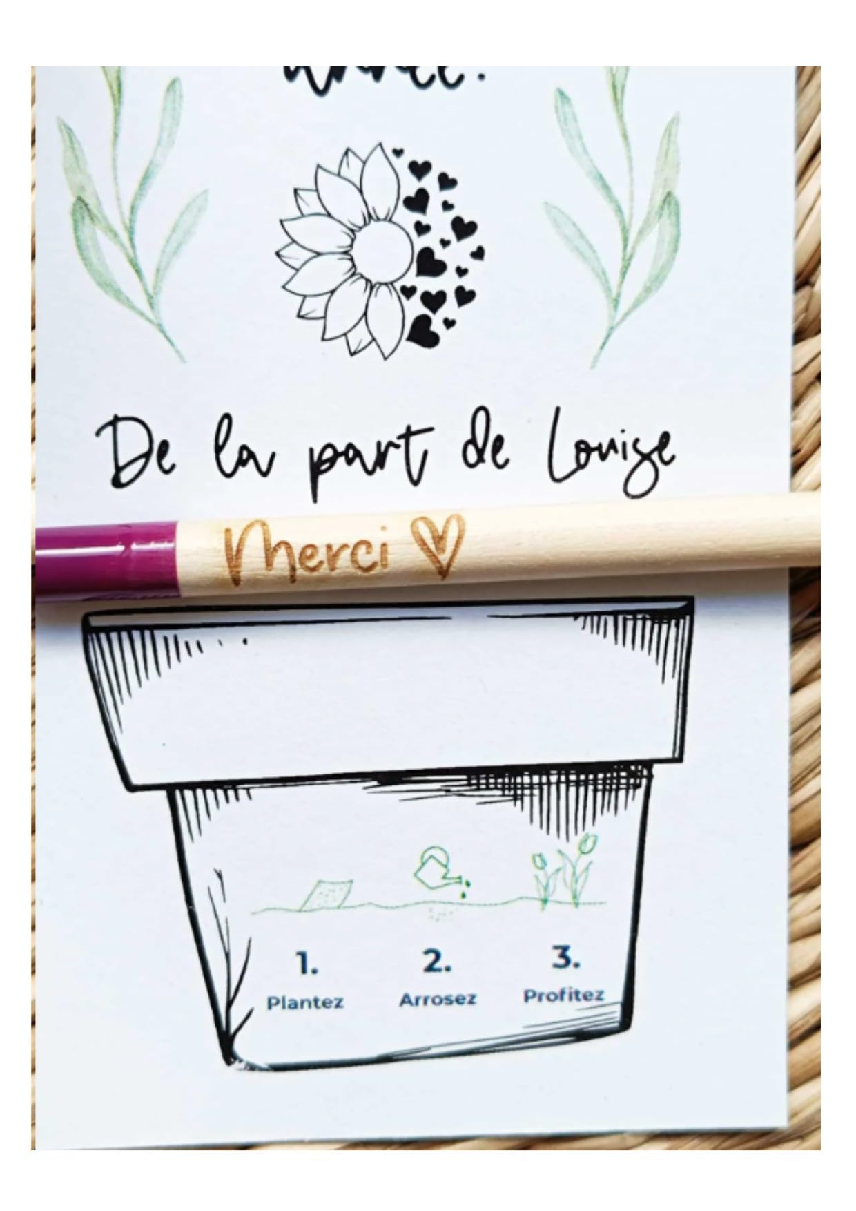 Crayon à planter Merci Tournesol Lavande Coquelicot Cadeau Maîtresse Atsem Nounou