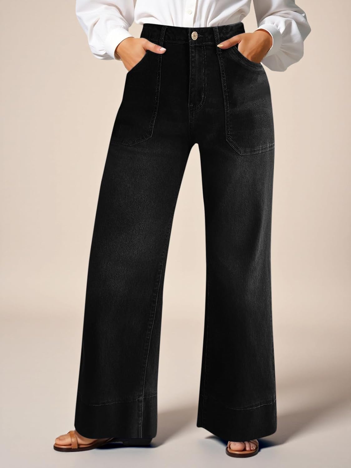 Cicy Bell Womens Wide Leg Jeans Baggy Casual High Waisted Boyfriend Loose Denim Pants with Pockets - Image 4