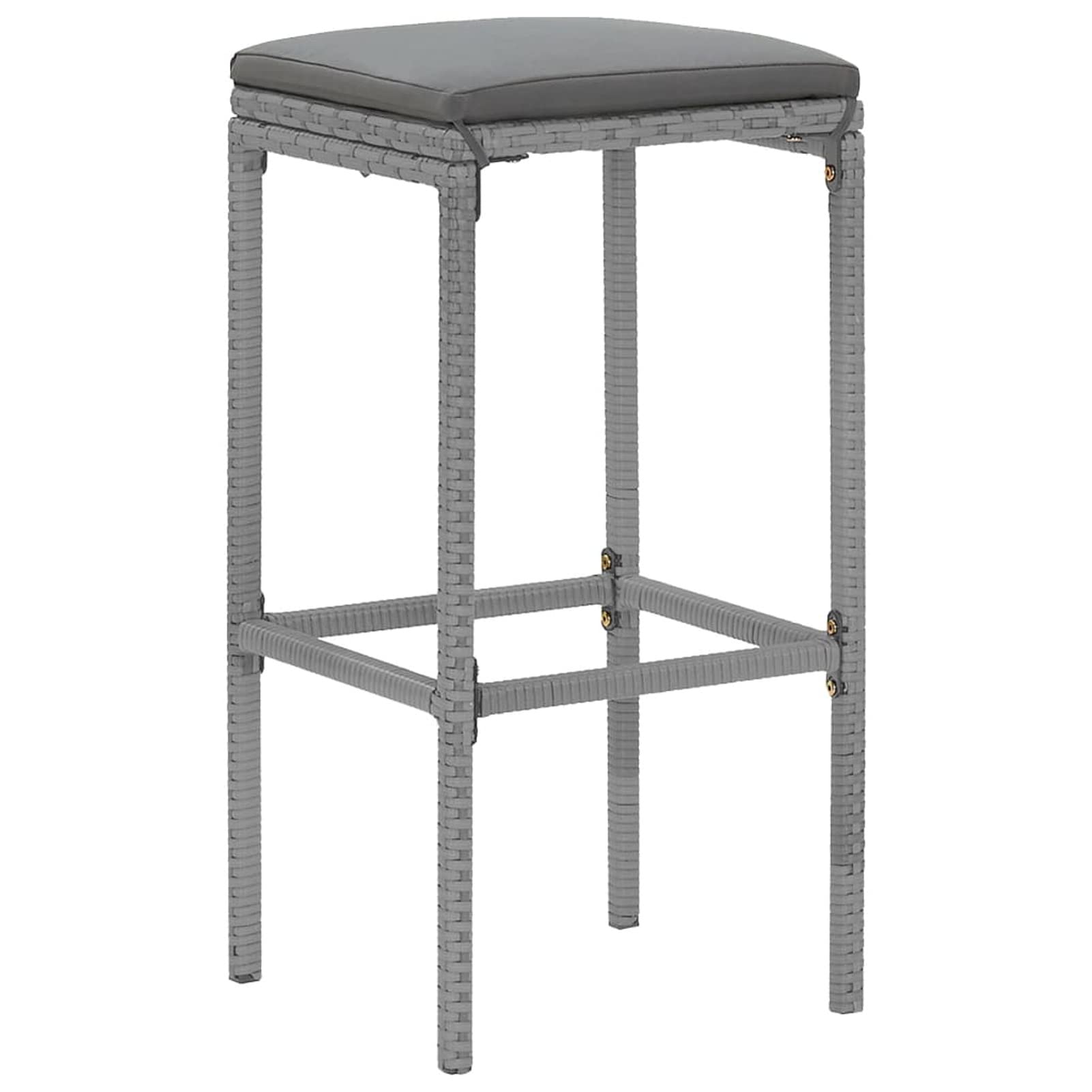 Gecheer Set Bar da Giardino 5 pz con Cuscini in Polyrattan,Tavolo Bar con Sgabelli,Mobile Bar per Esterno,Set Tavolo e Sedie da Bar Esterno,Tavolo e Sgabelli da Bar Grigio