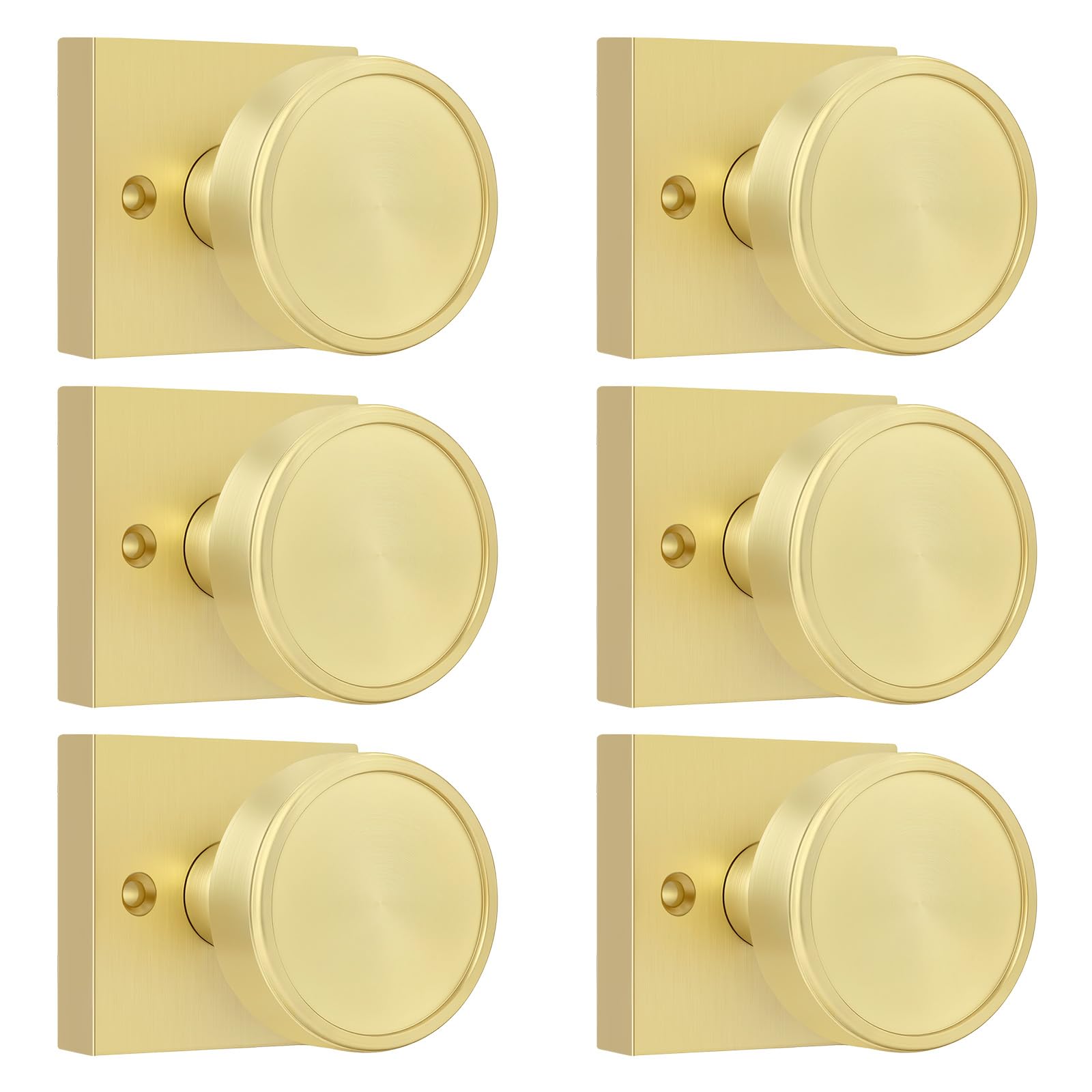 Brushed Gold Door Knobs - 6 Pack Privacy Knobs -9