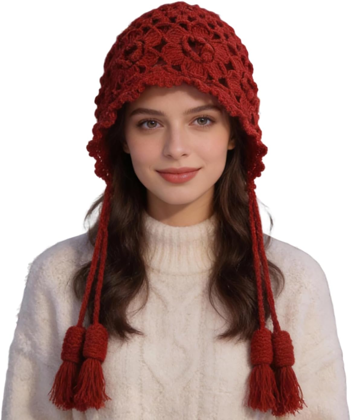 MINGSEECESS Women Girls Knitted Beanie Hat Crochet Braided Knit Warmer Cap Skiing Snowboarding Ear Flap Hats