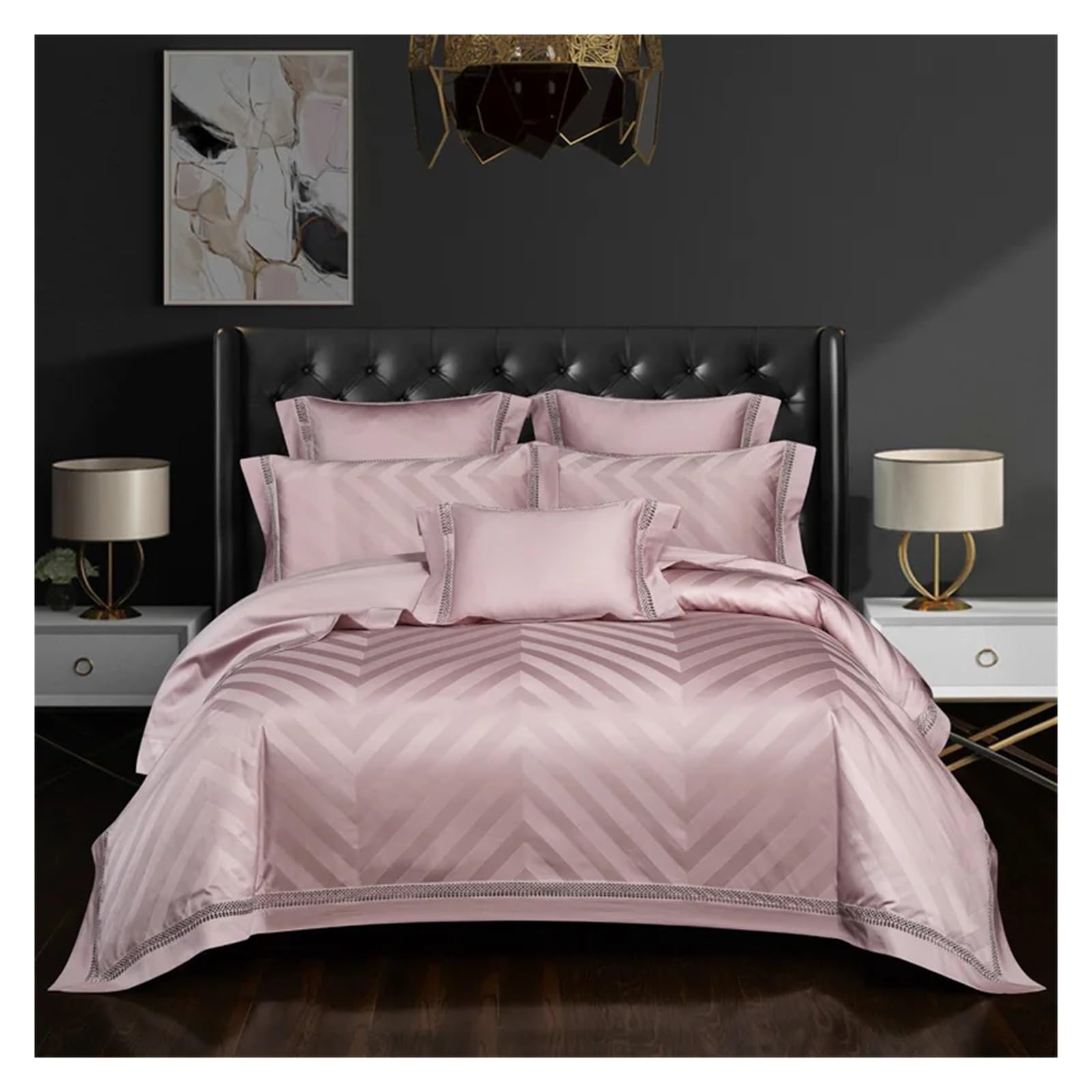 Sbcgfy C Bed Four Pieces Set, 1000T Egyptian Otton Hi V-Intage Luxury Jacquard Duvet Over Set Super King Queen Bedding Set Quilt Over Bedsheet Pillowcase,-Queen Size 1.8M Bed 4Pcs