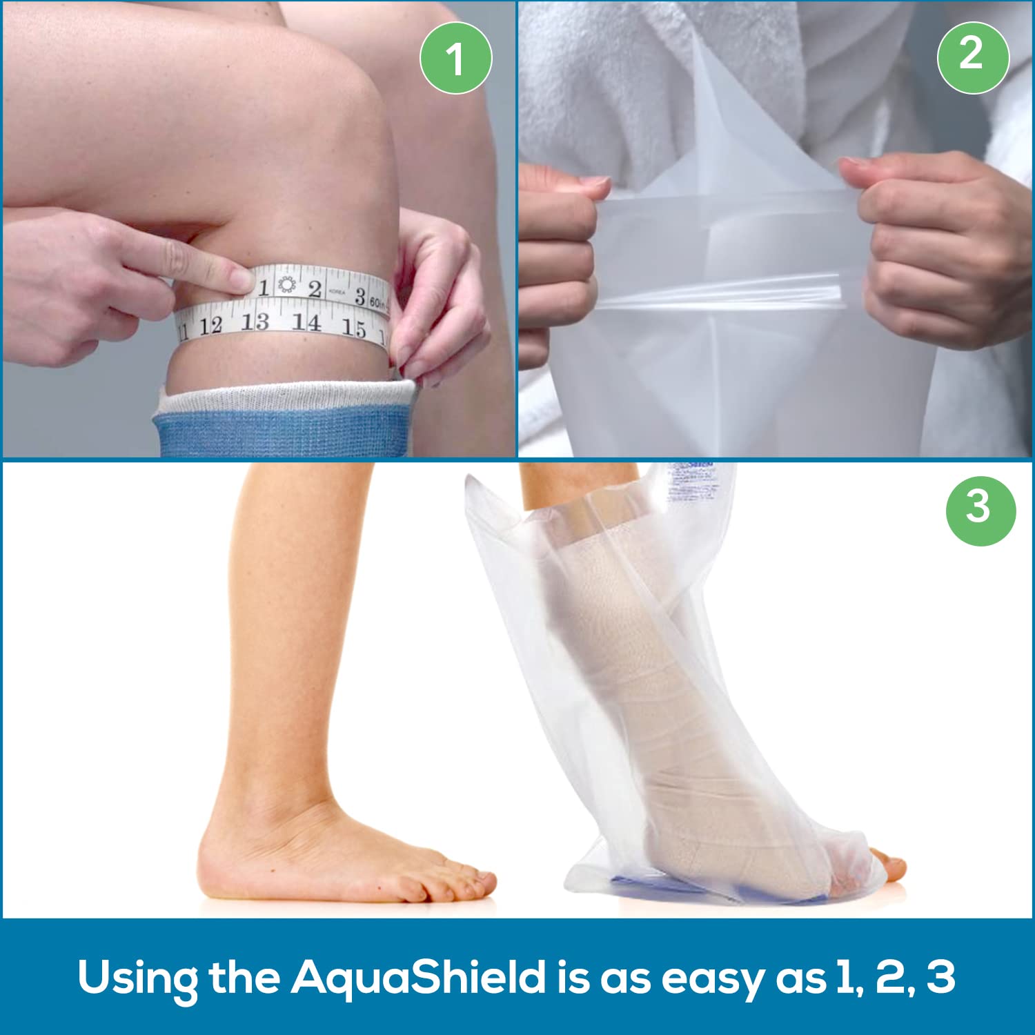 AquaShield Child Leg Cast & Bandage Protector, Waterproof, Reusable, Small HALF Leg (L20) Covers Kid Small Foot, Ankle, Lower Leg, in Bath, Shower & Pool : Leg Cast Guards : Health & Household
