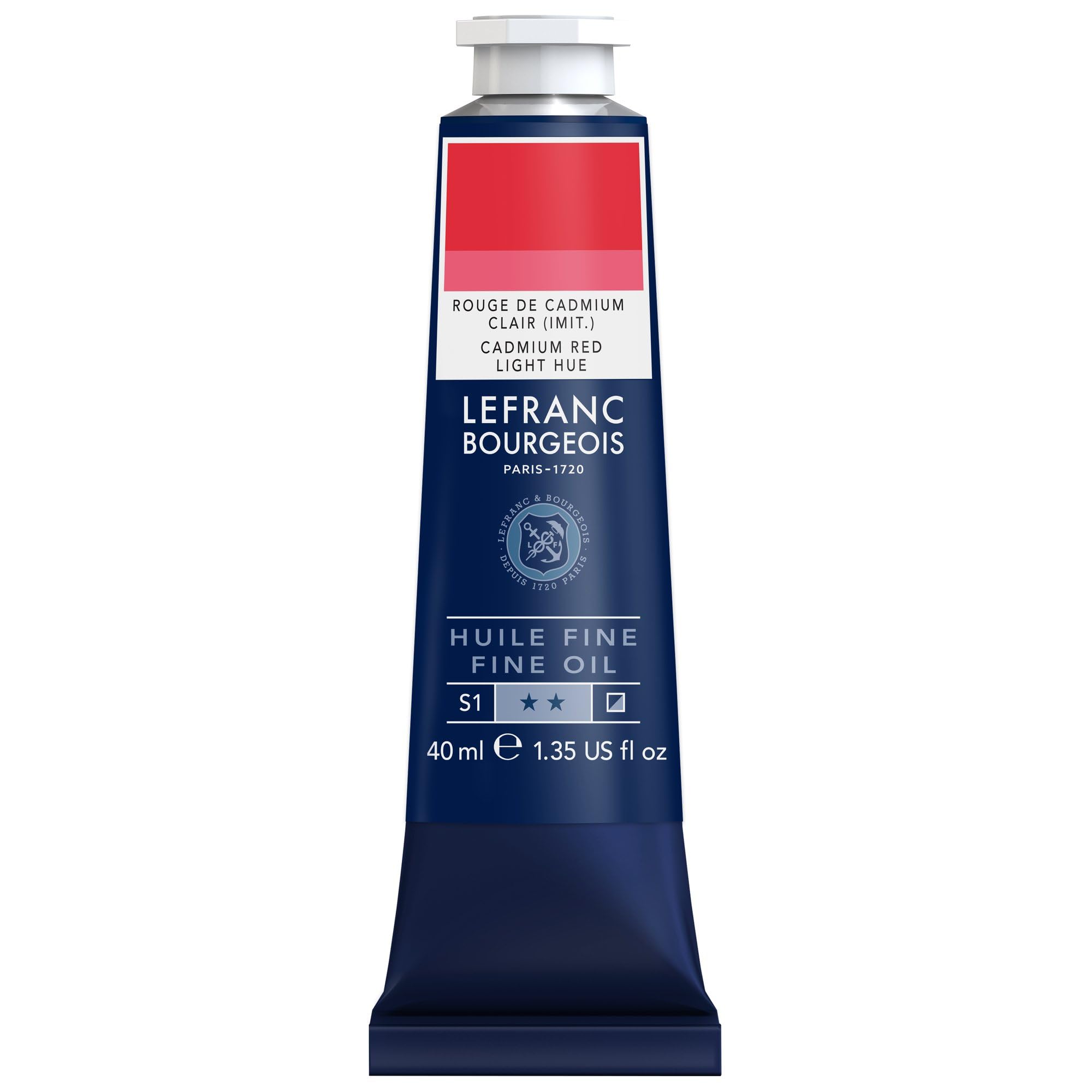 Lefranc Bourgeois 301762 Pintura al óleo fina, calidad, resistente a la luz y de consistencia uniforme, tubo de 40ml, ideal para lienzos y tableros de pintura, Color claro rojo cadmio