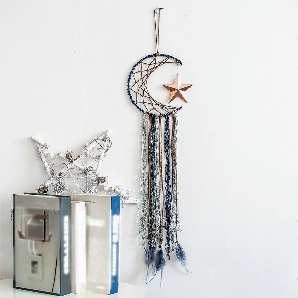 Dream Catcher Wall Decor, Half Circle Moon Design Golden Star Dream Catcher, Handmade Dream Catcher Home Decoration Home Decoration Ornament