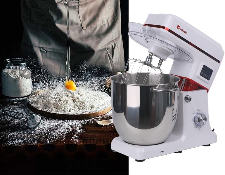 業務用スタンドミキサー 12L大容量 99分タイマー機能 4種類アタッチメント 二重攪拌フック同時作動設計 7段階スピード調節 スタ