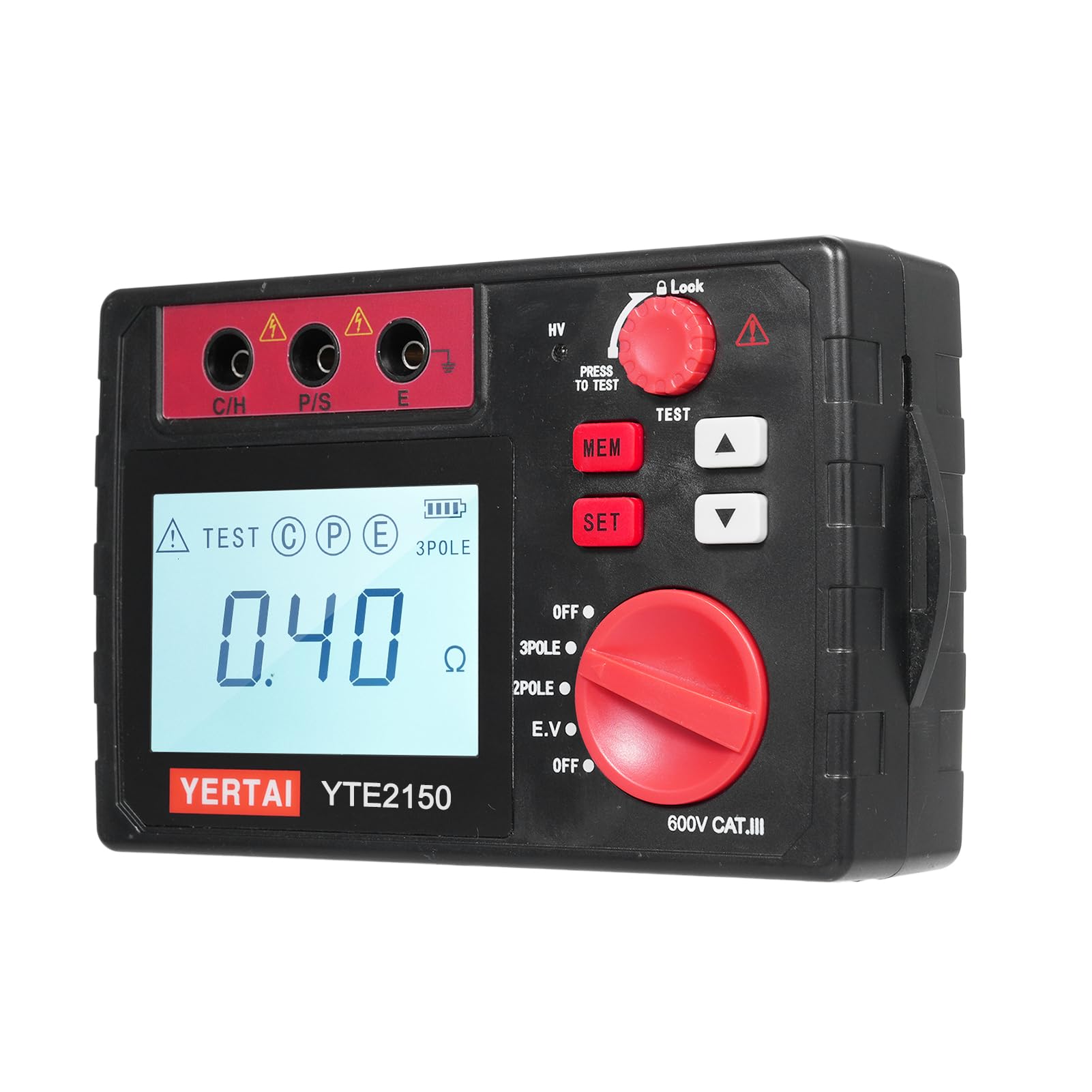 Insulation Resistance Detector?YTE2150 Digital Earth Tester 200? Insulation Resistance Detector Ground Resistance Meter Earth Ground Resistance Tester Measure AC Voltage to 600V with Backlight Display
