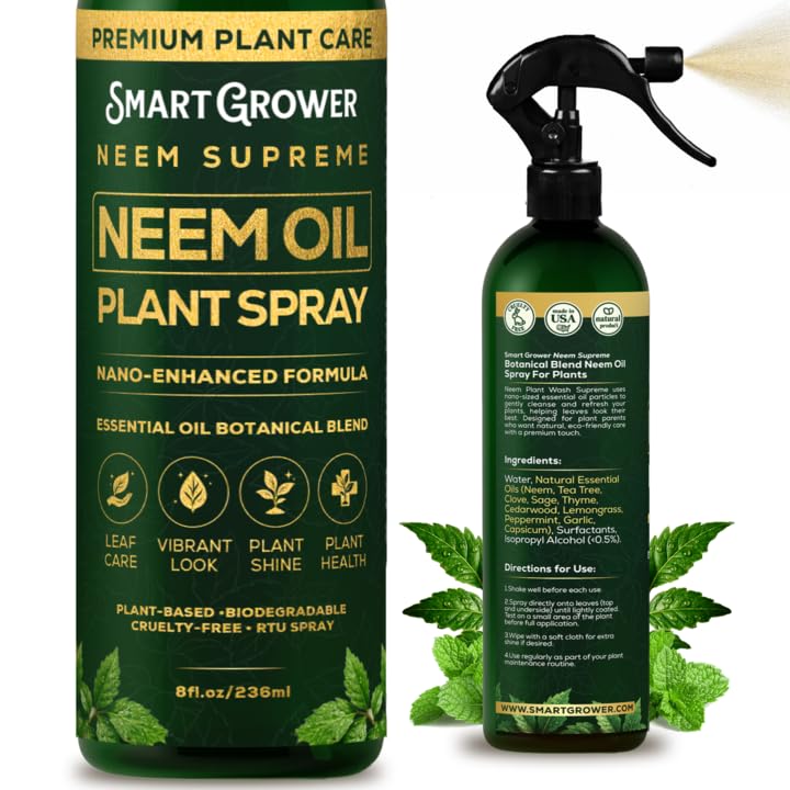 Neem Oil Spray for Plants Botanical Blend – Plant Wash with Natural Essential Oils, Simple Ready-to-Use Plant Spray for Gardens, Houseplants, Indoor & Outdoor Plants – 8 oz