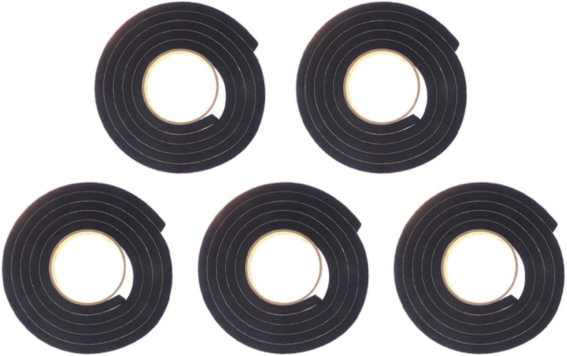 5pcs Black Eva Door Draft Stopper Under Door Sweep Strip with Strong Adhesive for Windproof Seal in Room and Washing Room