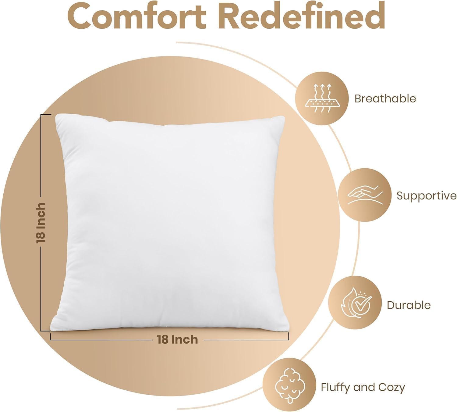 Utopia Bedding Outdoor Pillow Inserts 18 x 18 Inches (Pack of 4, White), Water Resistant Garden Throw Pillows for Patio and Porch Furniture