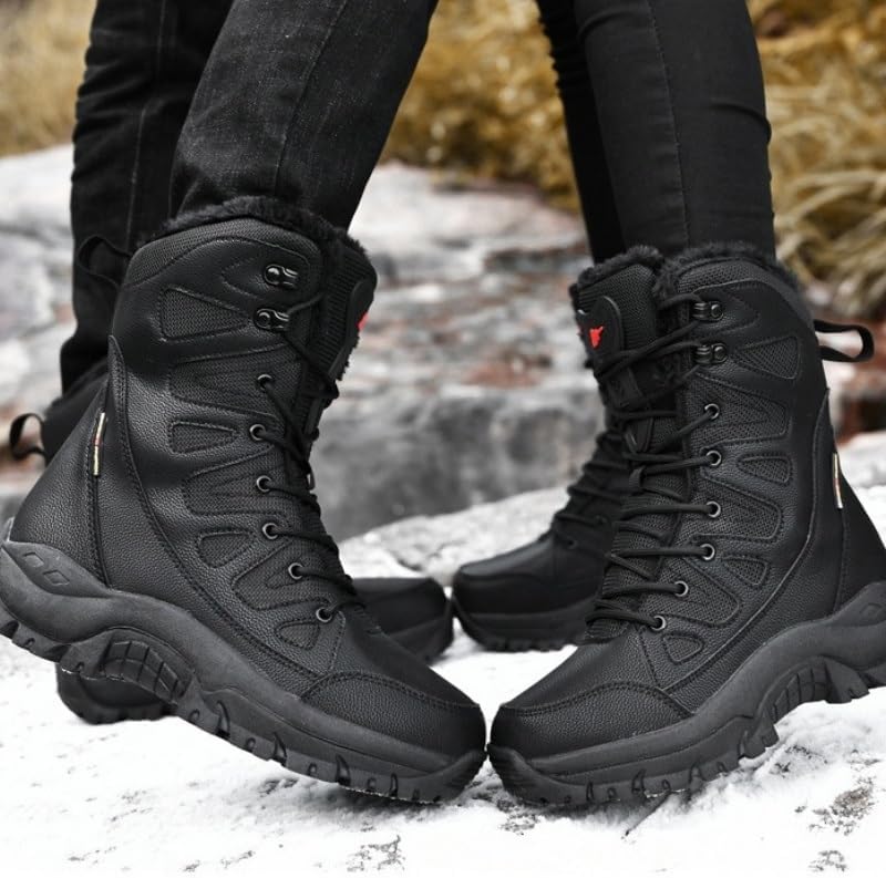 短納期[HeelVirtuosa] 冬用ハイキングブーツ - ハイカット、頑丈なラバーアウトソール、雪や氷の多い地形に最適 メタルジッパー