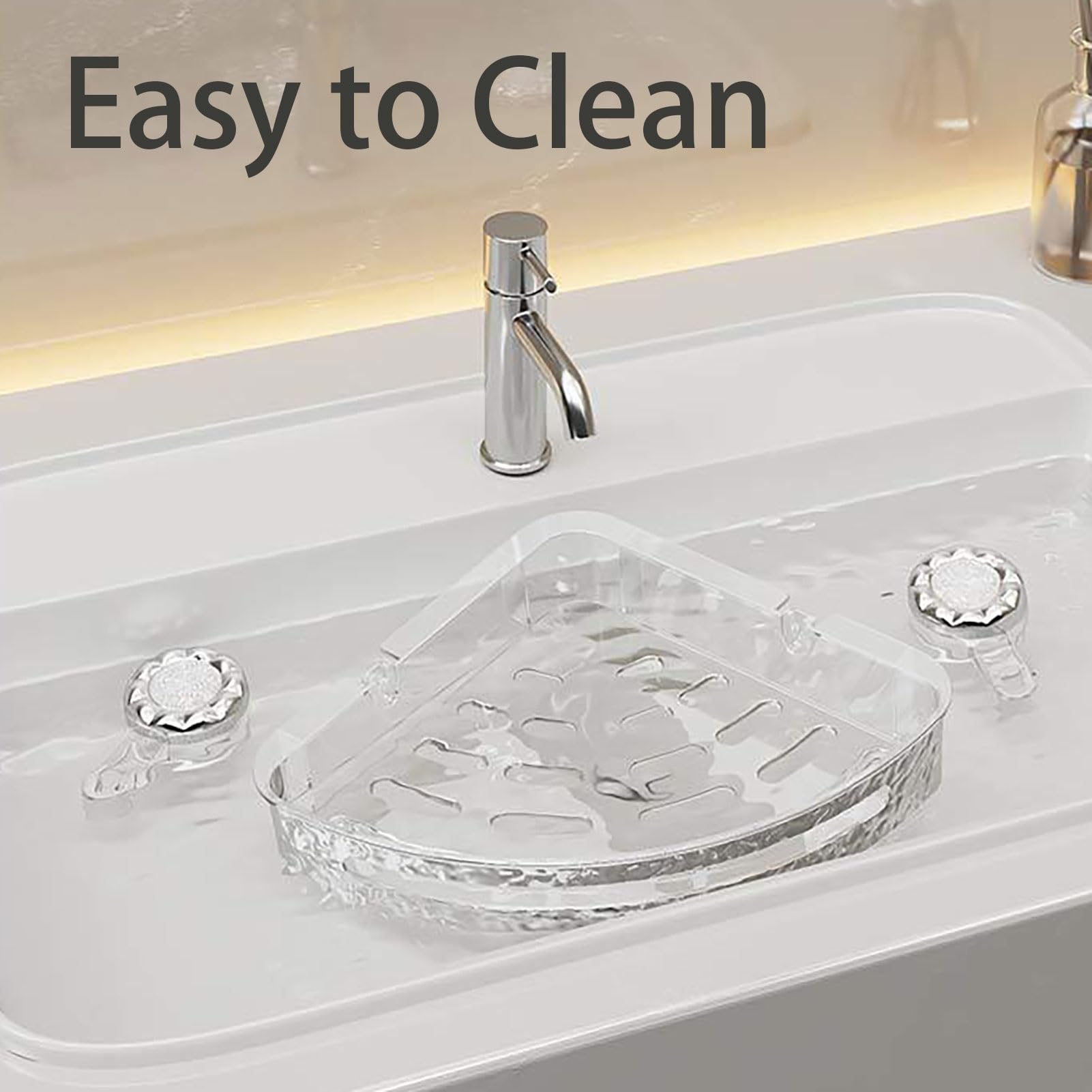 Organizador De Ducha Con Ventosa, Soporte De Almacenamiento Con Ventosa De Esquina Transparente Y Corrugado Con Ganchos, Estante De Almacenamiento De Pared Sin Necesidad De Taladrar(Gray,5 Pack)