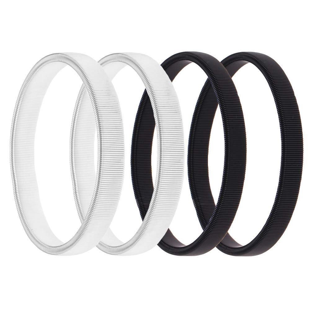 Nifocc 2 Pairs of Shirt Sleeve Holders Garters Elastic Metal Armbands for Fixing Long Sleeves - Black and Silver
