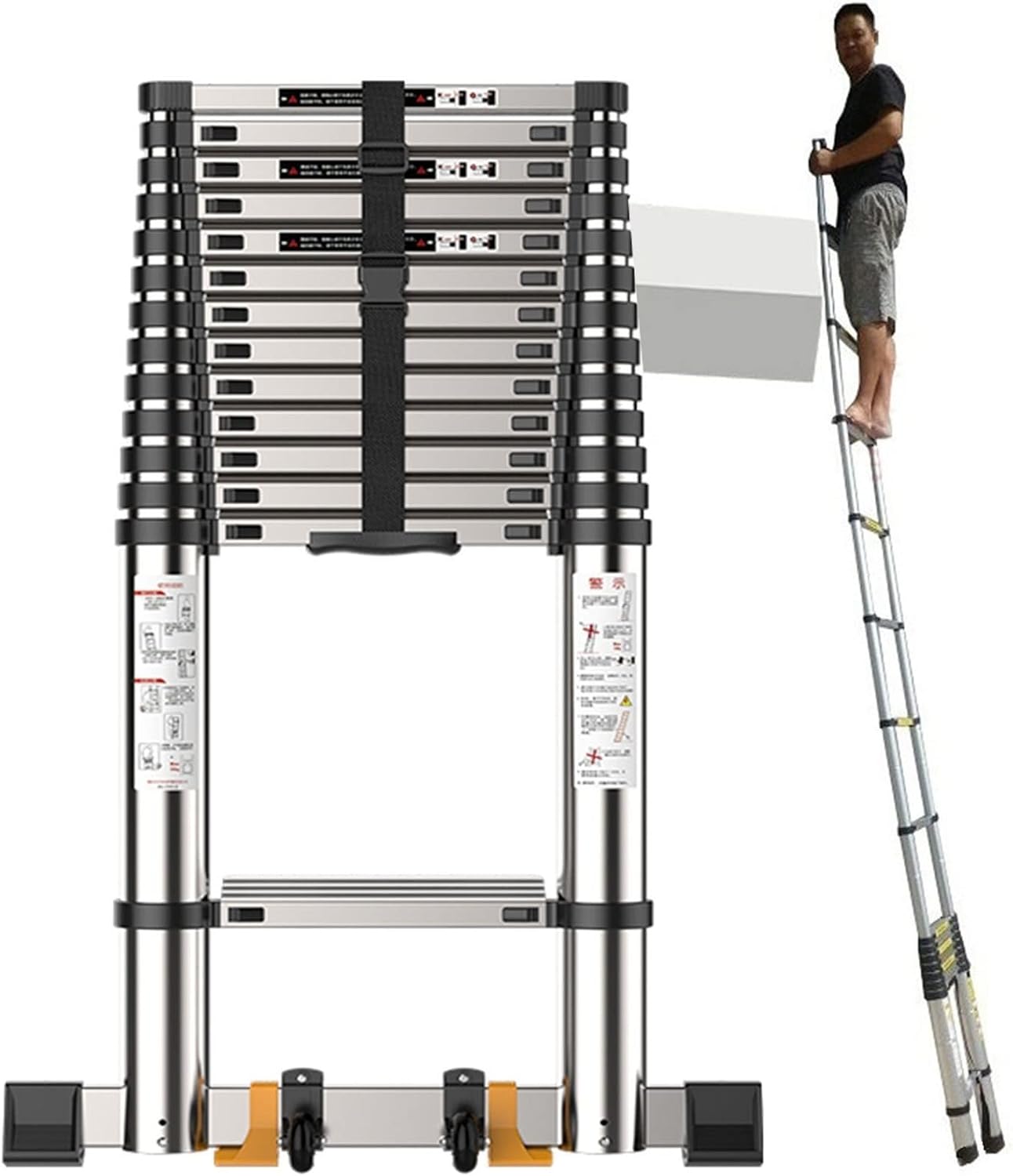 Longest Telescopic Ladder Aluminum, Heavy Duty Extension Telescoping