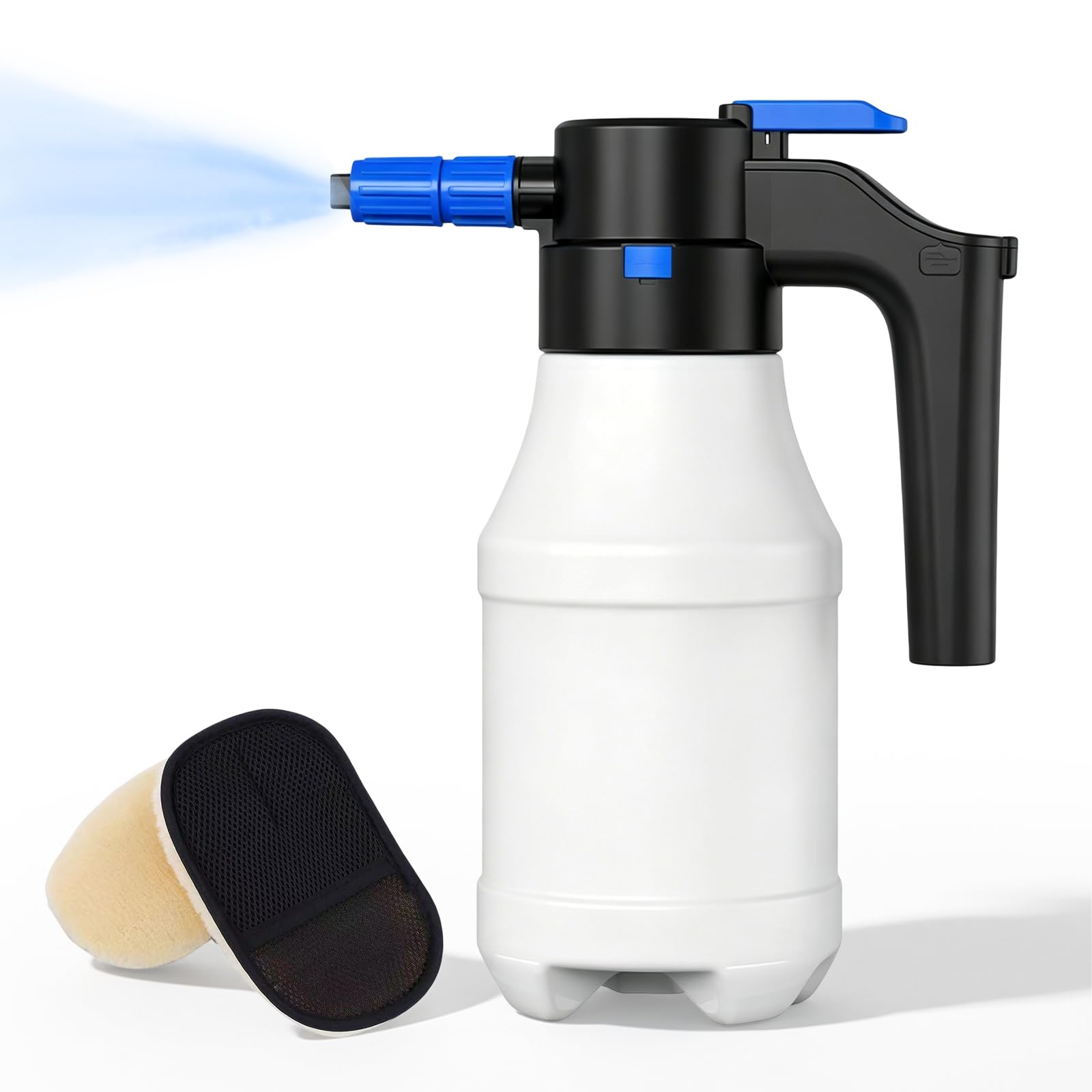 Spruzzatore elettrico di schiuma da 1,5 l, spruzzatore elettrico per auto, con 2 guanti da lavaggio, spruzzatore di schiuma per auto, senza fili USB, PP, portatile, per la cura dell'auto in giardino e