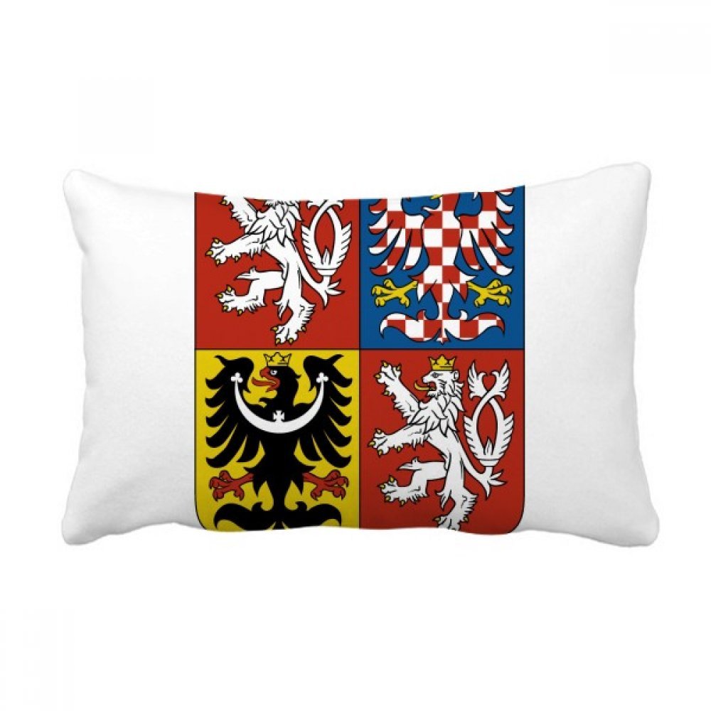 Coussin lombaire emblème national tchèque aux finitions soignées et motif multicolore