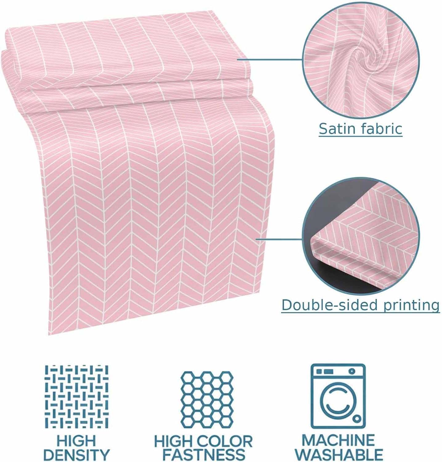 Modern Pink Bed Runner Scarf Bedding Accessory For Queen Size Bed,Soft Bed Scarves And Runners Stainproof Dustproof Bedroom Protector For Hotel,Contemporary Minimalist Geometric Stripe 94"x20"