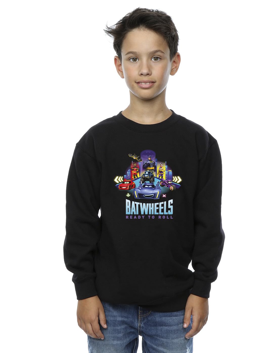 Absolute Cult Boys Black Official Licensed Harry Potter Batwheels Group Sweatshirt - Soft Fleece Crew Neck Sweatshirt, Front Graphic Print, Warm Jumper, Fan Gift, Available In Multiple Uk Sizes