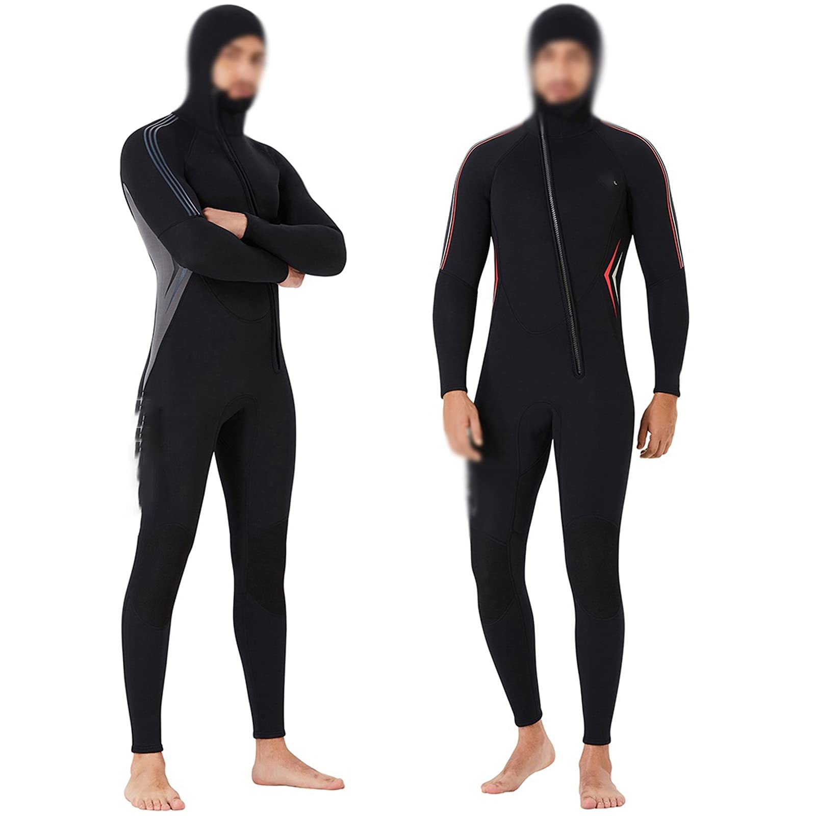 Muta umida per gli uomini Uomini Costume da bagno intero 3mm Neoprene Full Body Cappuccio Muta Protezione Termica Snorkeling Cerniera Abbigliamento