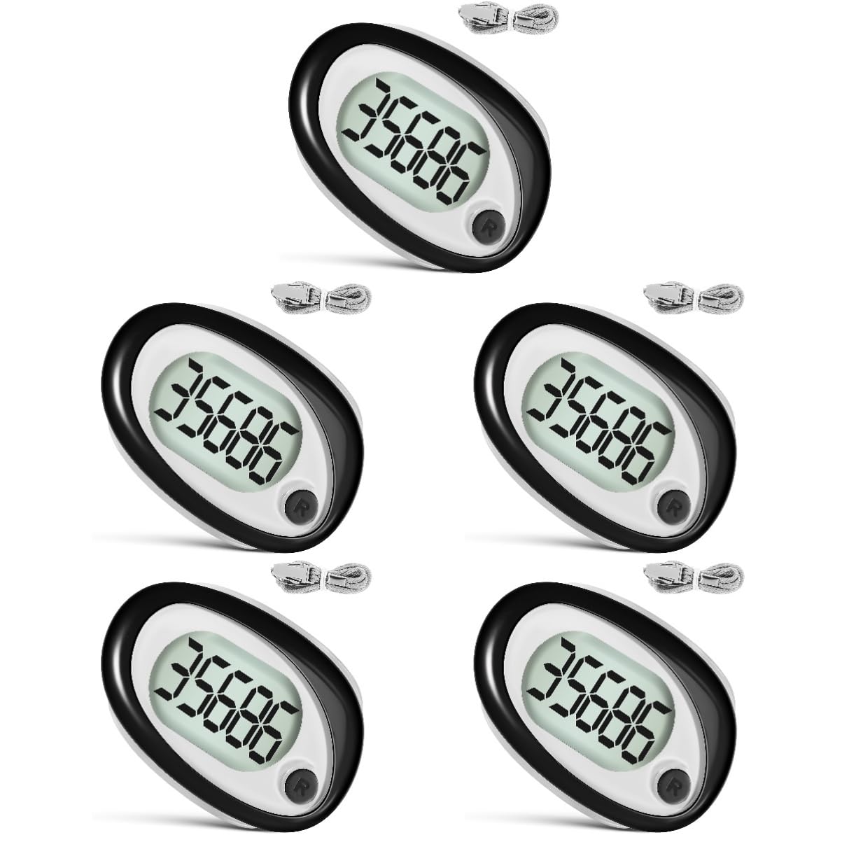 YARNOW Podómetro Dispositivos Mascota Retráctil Clips Arriba 3D Cuentakilómetros Paso Monitor De Tobillo Moneda Doblar Agitarse Mosquetón Exterior Puntaje El Plastico Black