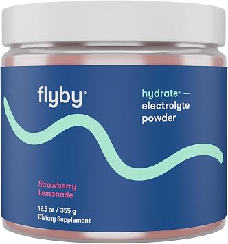 Flyby Electrolytes Powder [ No Added Sugar Naturally Sweetened ] Contains Potassium, AquaminTM Calcium & Magnesium, Sea Salt Sodium, Full Spectrum 72 Trace Minerals - Strawberry Lemonade