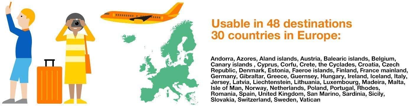 Orange Holiday Europe – 20GB Internet Data in 4G/LTE + 120 mn + 1000 Texts in 30 Countries in Europe