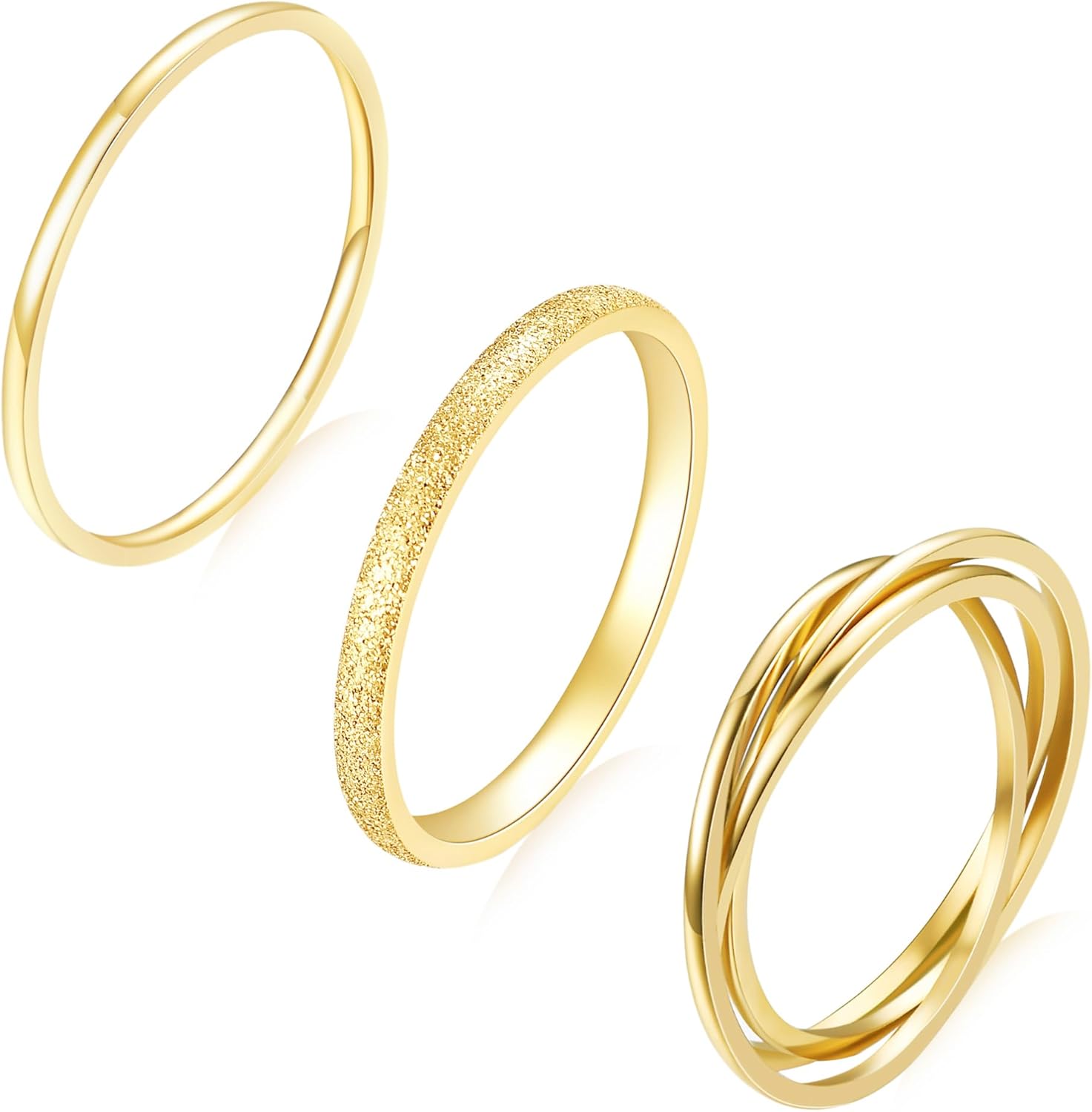 14K Gold Filled Plated Rings Set for Women, Dainty Gold Knuckle Ring Non Tarnish, Simple Thumb Stacking Rings Size 4/5/6/7/8/9/10