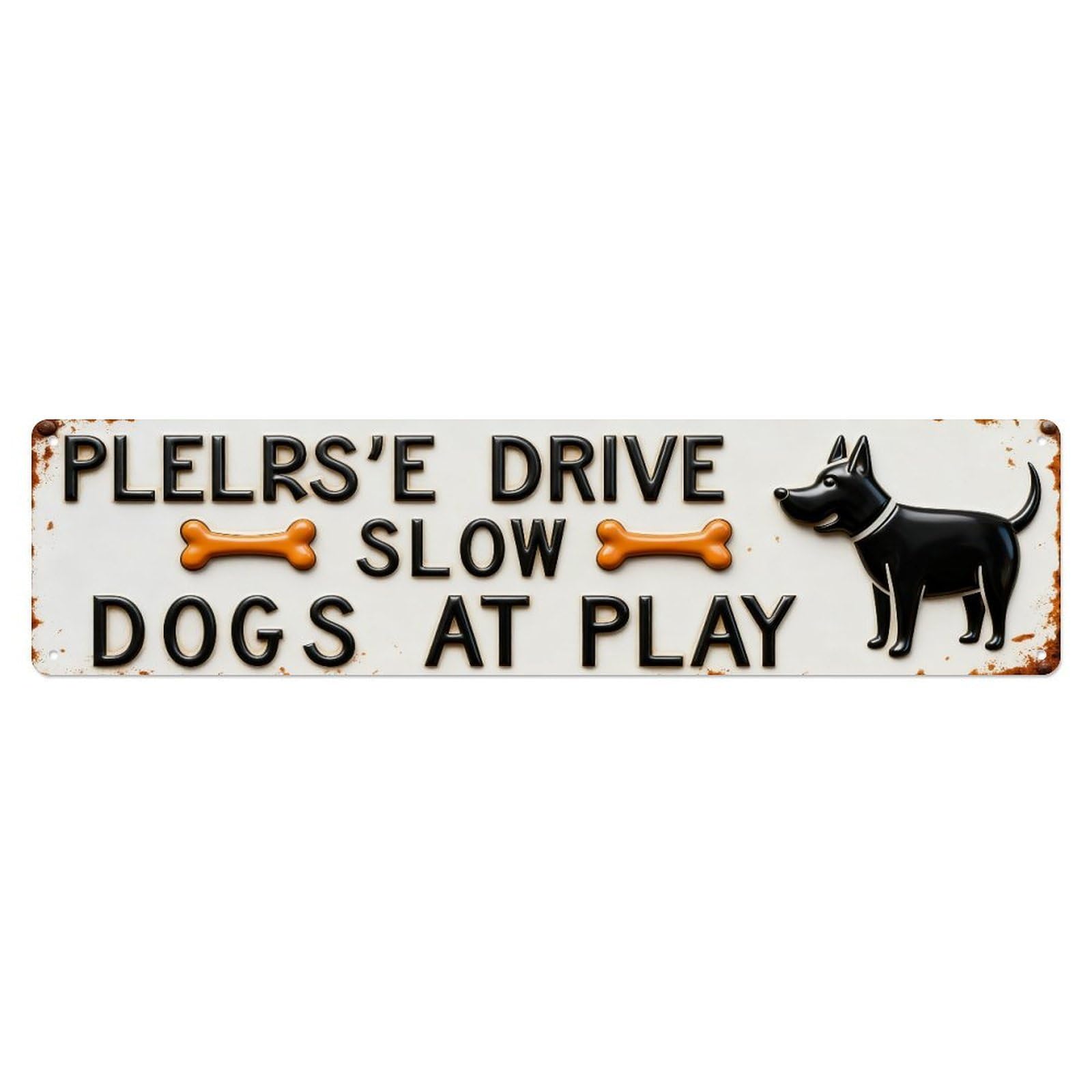Dogs At Play Sign Pattern Metal Tin Sign Plaque