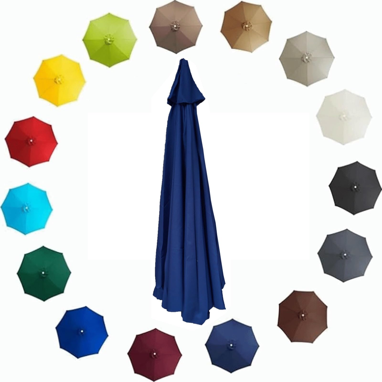 uyeoco Replacement Parasol Canopy, 2M/2.3M/2.7M/3.0Meters 6 Arms/8 Arms Parasol Replacement Canopy For Garden Umbrella Top Waterproof(Dark green,3.0m/8 ribs)