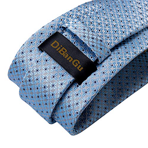 Image of DiBanGu Extra Long Tie for Men 63 inch XL Silk Necktie Set | Pocket Square and Cufflinks, Big and Tall, Jacquard Woven, Gift Box, Paisley /Plaid /Solid /Striped, for Weddinng Party Business