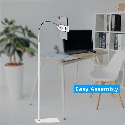 Miniatura 5 de Soporte de piso para tablet con cuello de cisne flexible y base estable, compatible con tabletas y teléfonos celulares (3.5 a 9.7 pulgadas), color