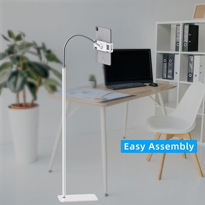 Soporte de Piso para Tablet con Brazo Flexible Base Estable Blanco miniatura 5