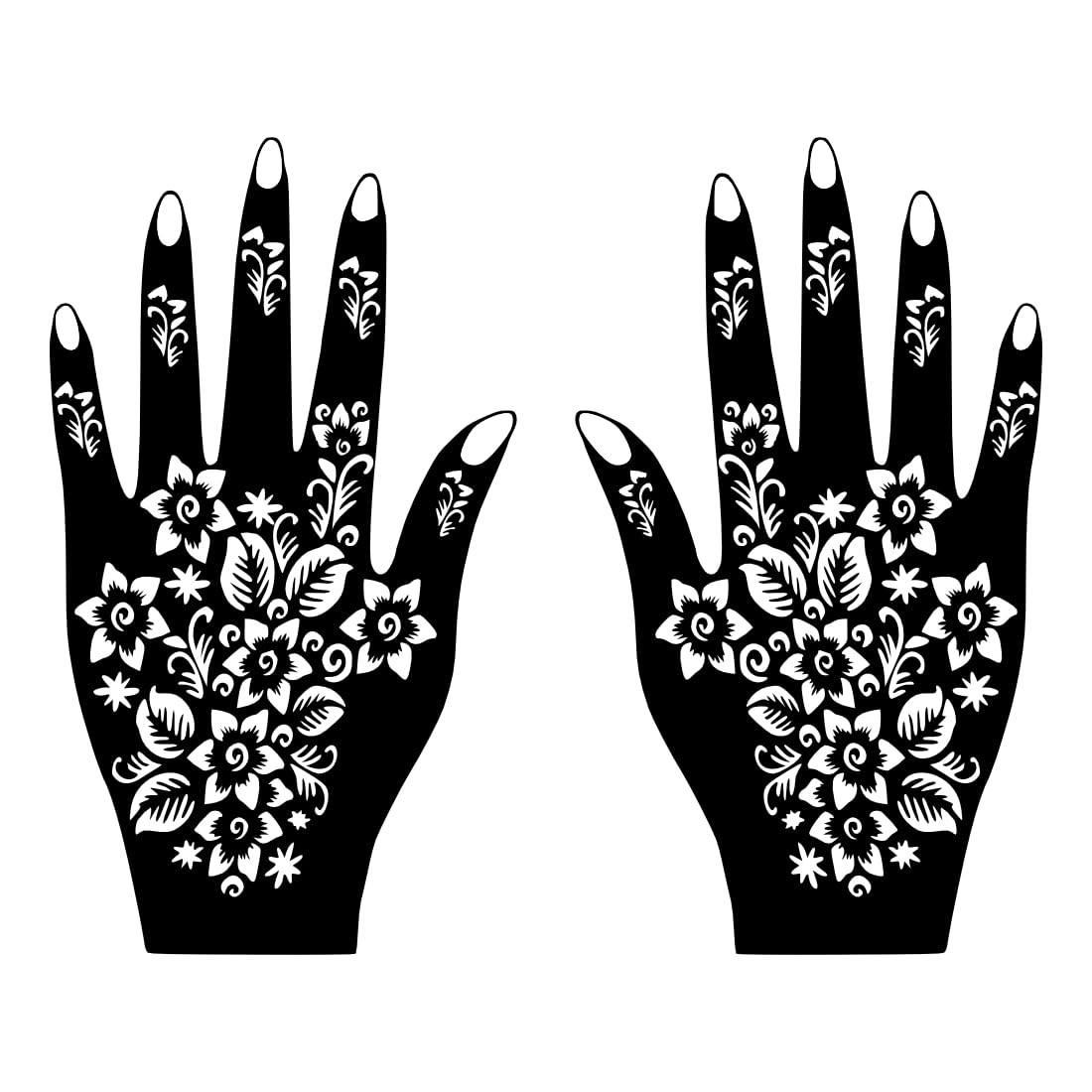 Temporary Tattoowala Floral Fast Mehndi Stencil Sticker Template One Set for Both Hand for Girls and Women Palm, and Finger Design Sticker-image-7