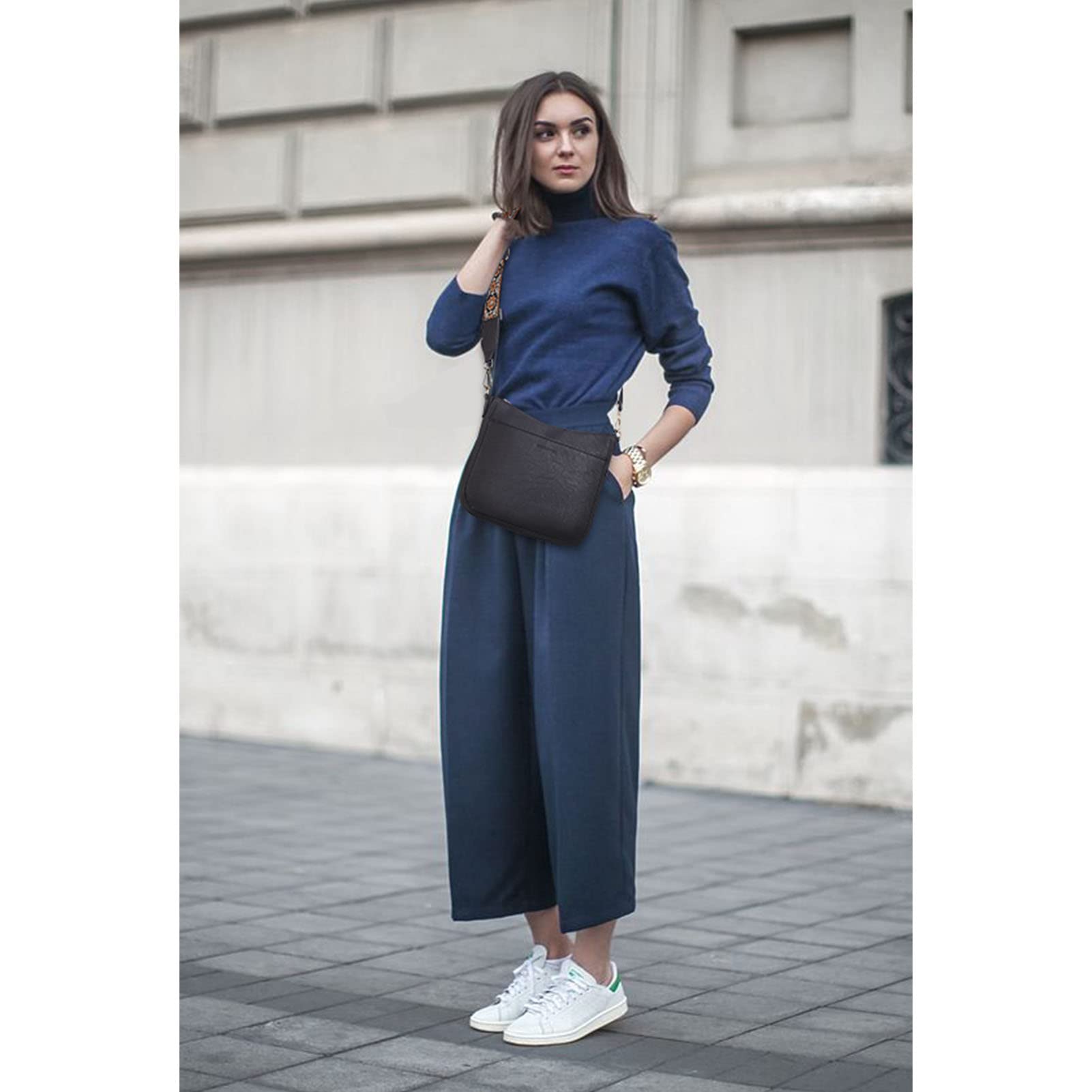 BOSTANTEN Handtasche Damen Mittelgroß Umhängetasche Leder für Frauen | Crossbody Bag mit Verstellbarem Breitem Farbigem Gurt, Tasche mit Vielen Fächern, Schultertasche für Alltag Unterwegs