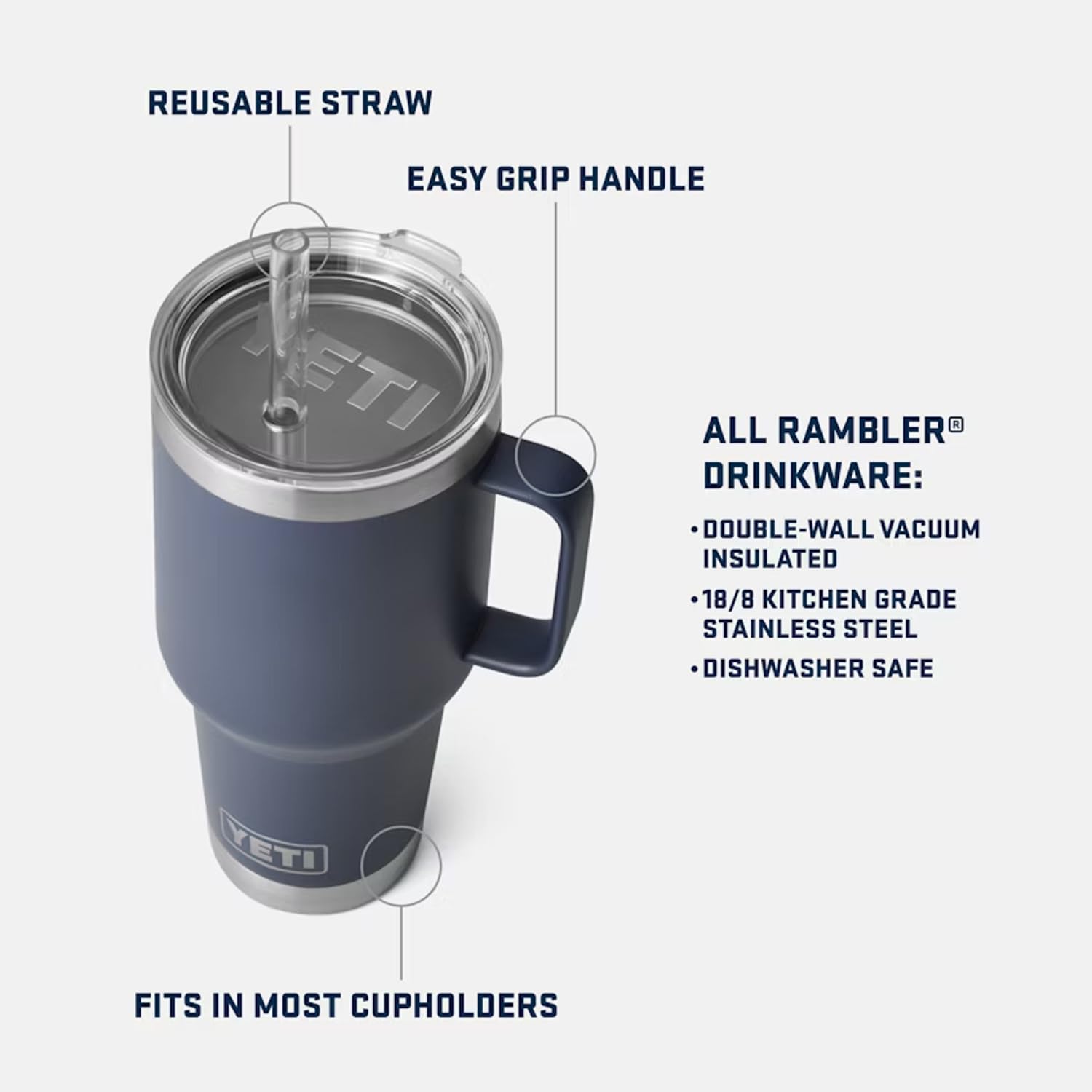 Amazon.com: YETI Rambler 35 oz Tumbler with Handle and Straw Lid
