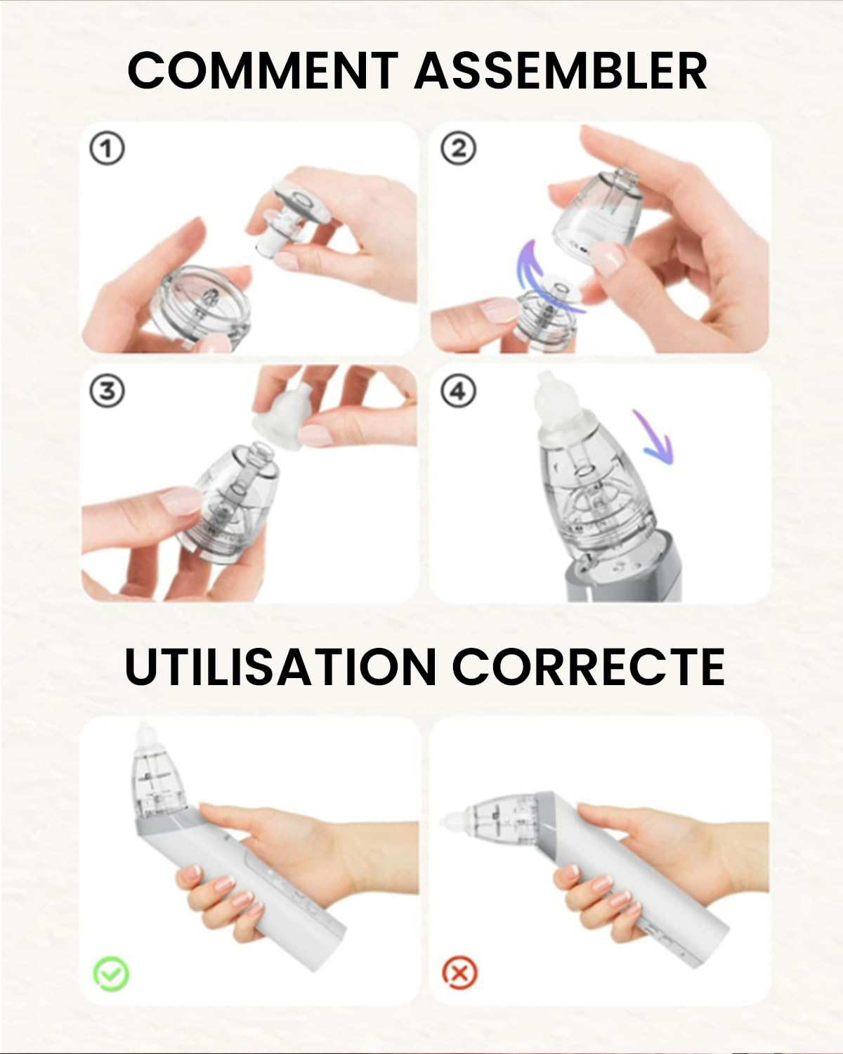 GROWNSY Mouche Bébé Électrique, Aspirateur Nasal Bébé avec Forte Aspiration et Grande Chambre, 3 Niveaux, Mouche Bébé avec Musique et Lumière, Rechargeable USB, pour Nouveau-nés et Enfants