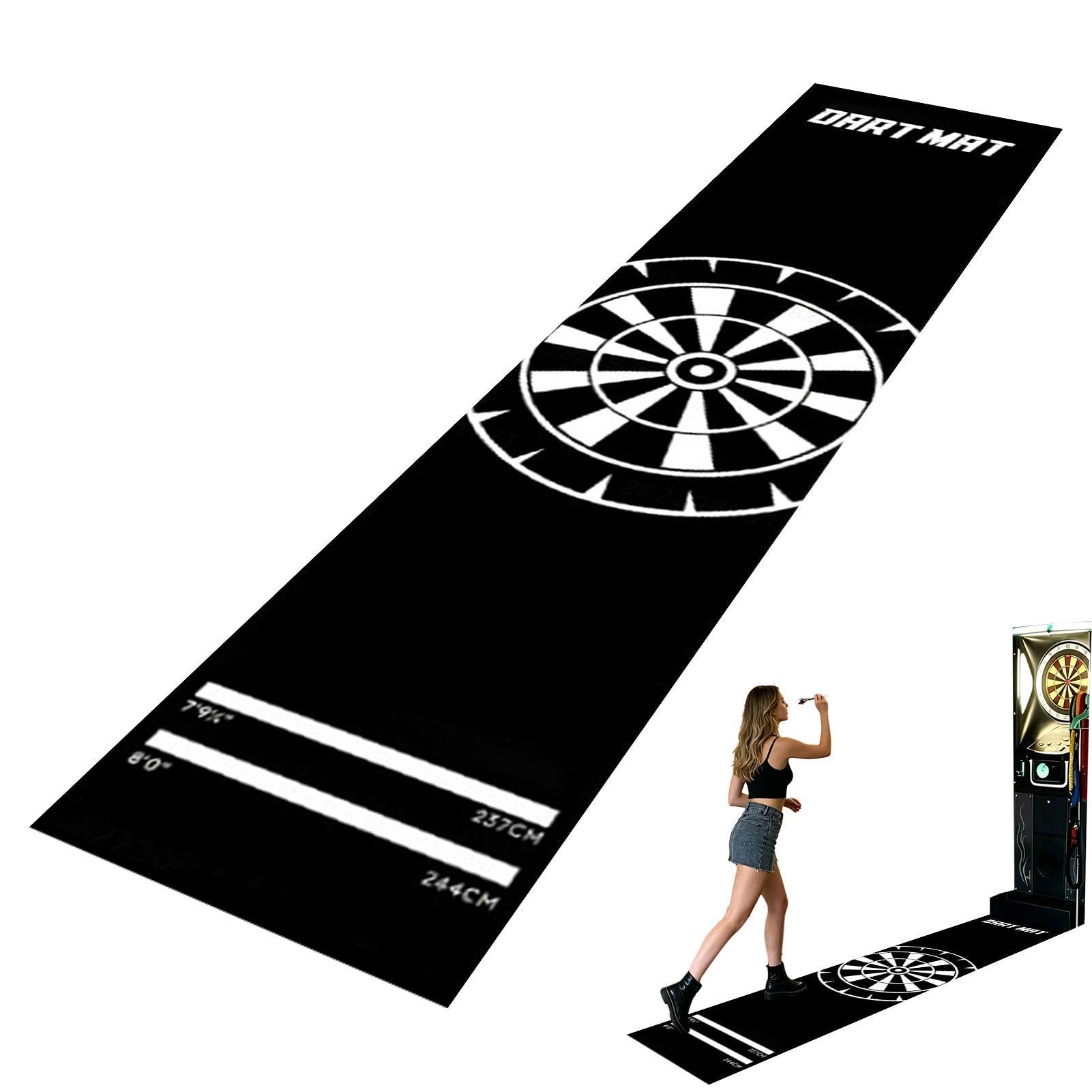 Ddarts Mat With Standard Throwing Lines Oche 300x34cm – Non-Slip Rubber Dart Board Mat With Standard Throwing Lines For Floor Protection, Game Room, Basement, Garage, Recreation Center, Sports Club