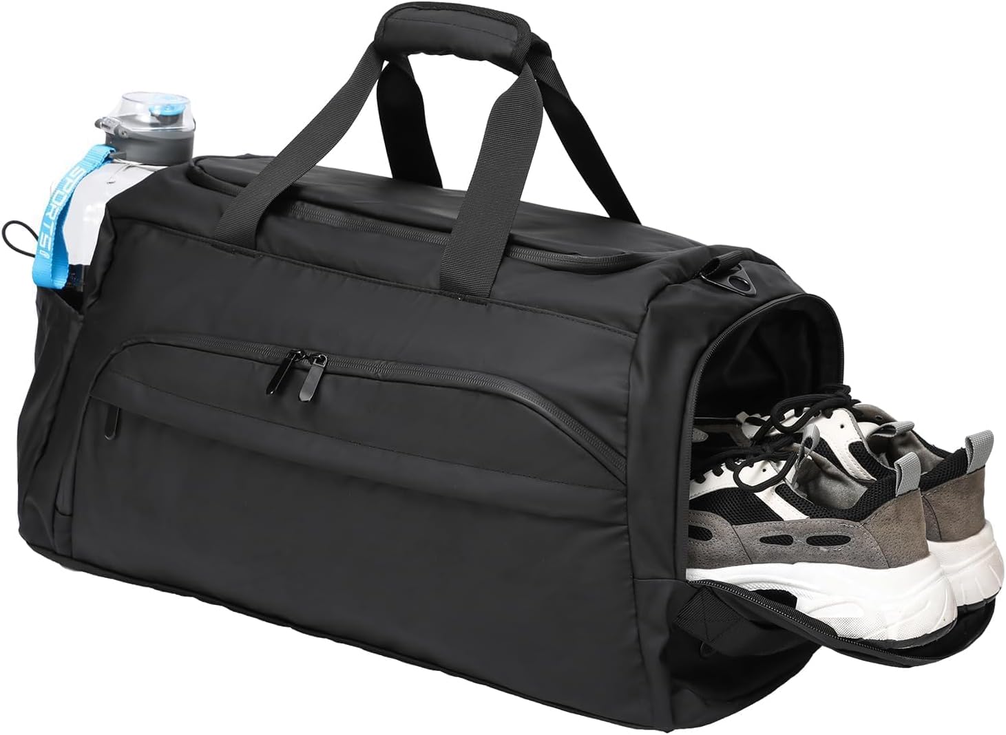 Travel Gym Duffel Bag - 60L, With Laptop, Shoe & Wet Compartments - Waterproof Weekender for Women - Black