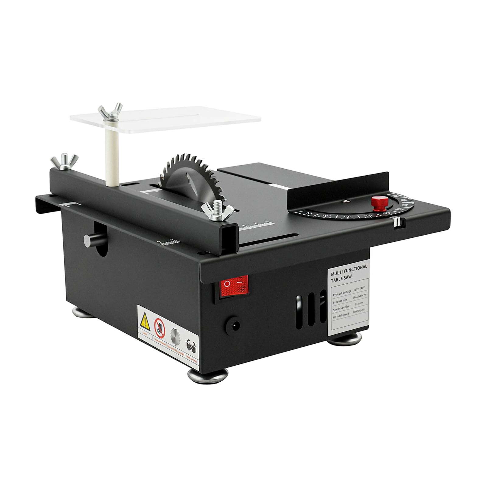 Mini sierra circular de mesa de 200 W, sierra de mesa de precisión para trabajar la madera, 10000 rpm, fuente de alimentación de 7 velocidades, ajustable y portátil, sierra circular de mesa pequeña