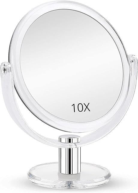 Fabuday Magnifying Makeup Mirror Double Sided, 1X 10X Magnification Mirror, Table Top Vanity Mirror for Home Bathrom, Transparent