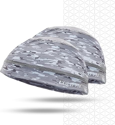 COLD FACTOR Instant Cooling Skull Cap & Helmet Liner 2 Pack, UPF 50+, Lite Chemical-Free Evaporative Cooling, Lasts 2+ Hours, Camo, One size